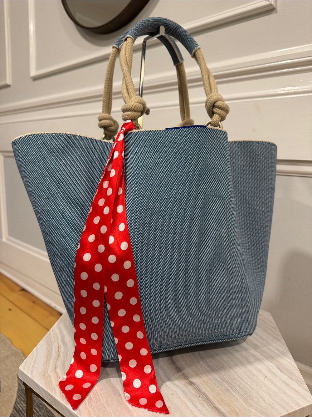 Rothy's Bag Large Indigo Blue Sky Rope Tote Knit Bag - Picture 1 of 17